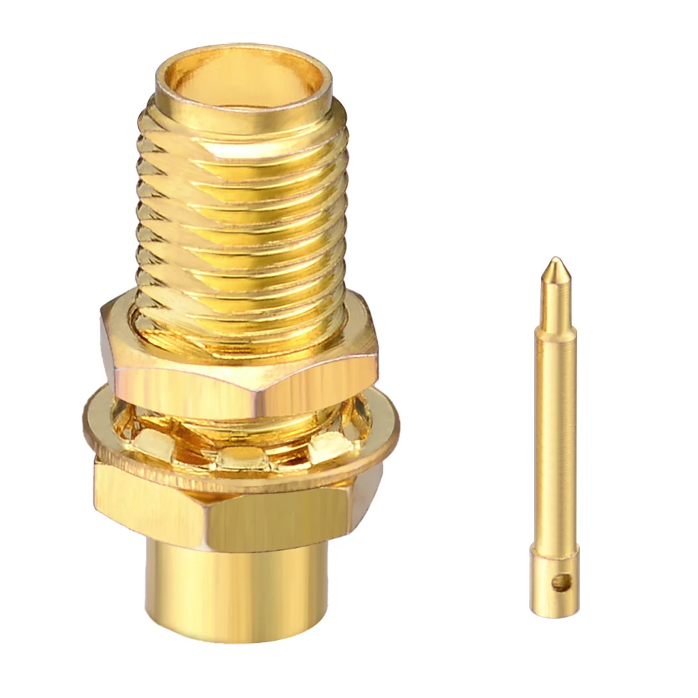 Superbat RP-SMA Solder Female(male pin) Bulkhead RF Coaxial Connector for Semi-rigid Cable.141