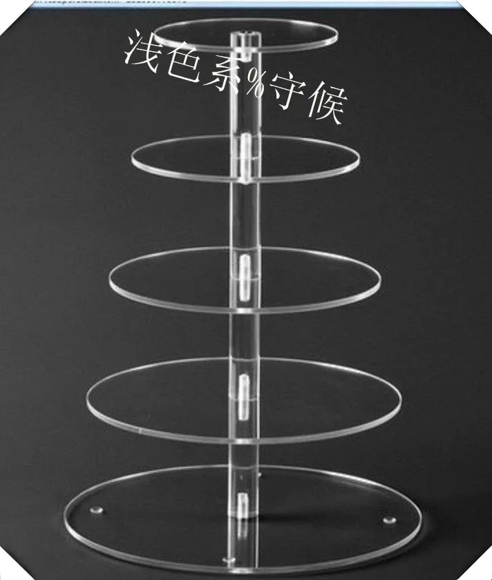 

Cake Display Stand Plexiglass display holder free shopping 5 Tier Vintage Pure Acrylic Cakes Display Stand wedding decoration