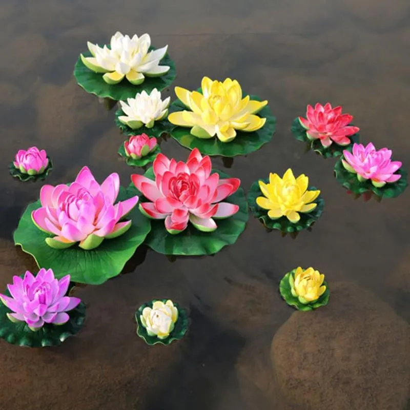 Free Shipping 10CM Artificial Silk Flower Simulation Lotus Floating Water Pond Lily For Home Garden Fish Tank Pool Decor 50pcs