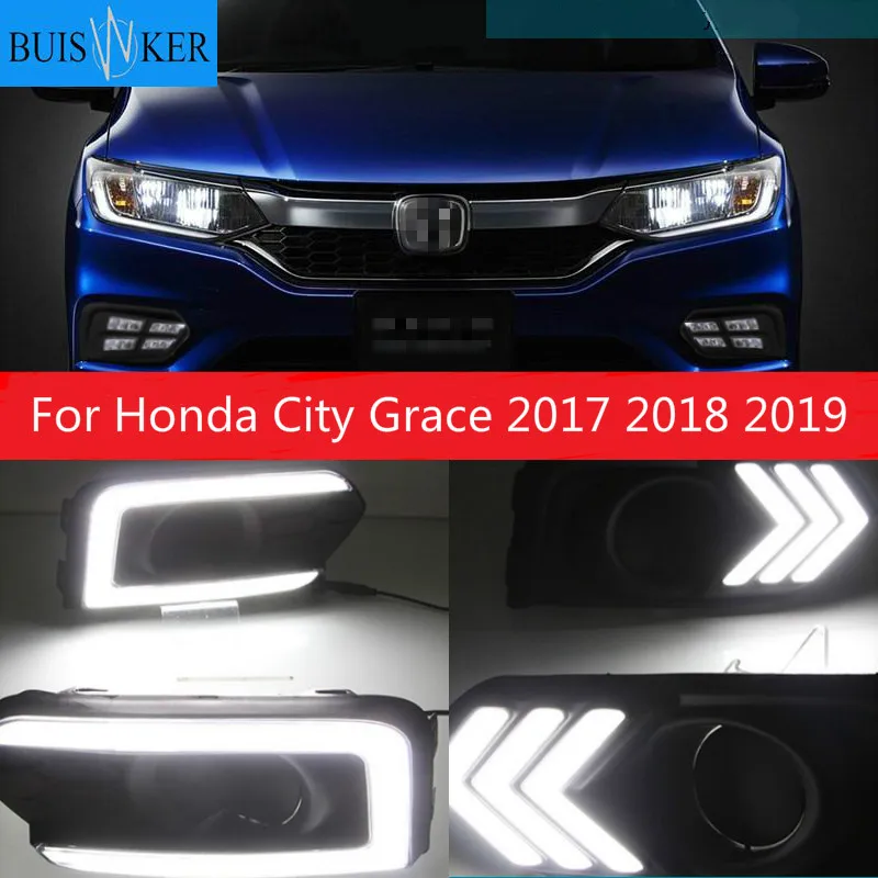 

For Honda City Grace 2017 2018 2019 Turn Yellow Signal Relay Waterproof ABS 12V Car Lamp DRL LED Daytime Running Light Fog Lamp