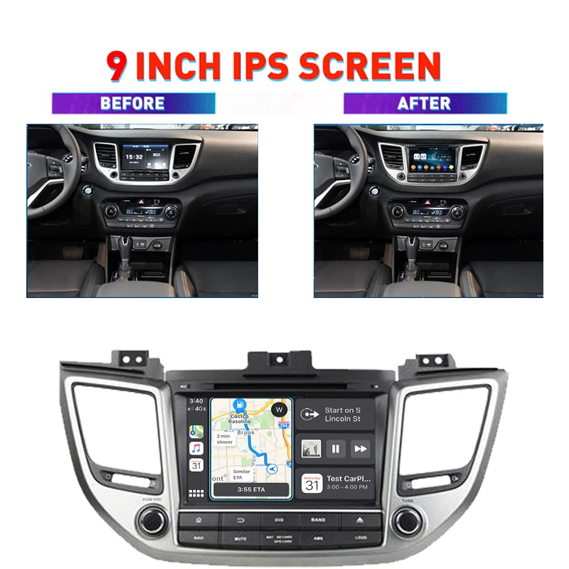 Carplay 2 Din Android 11.0 Car DVD Player For Hyundai Tucson IX35 2015 2016 2017 2018 Voice Control Wifi Navi GPS Radio Stereo