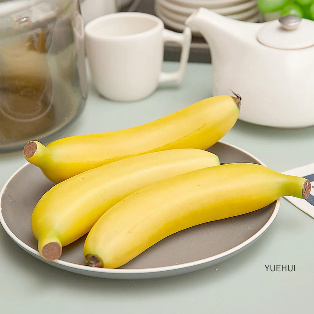 4pcs 20cm Long Artificial Fruit Plastic Fake Fruit Artifical Banana Artificial Plastic Fake Simulated Banana Fruit Ornaments