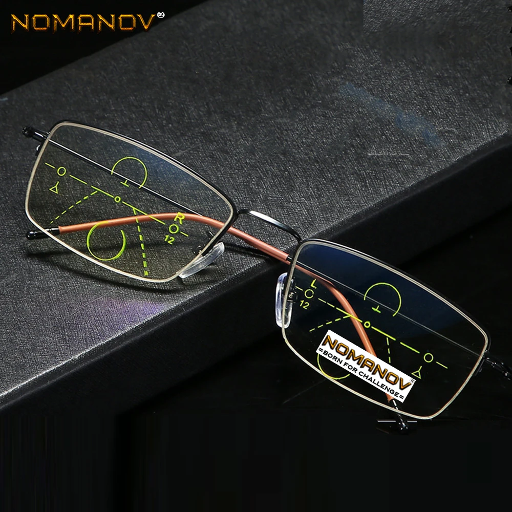 

Titanium Alloy Frame Anti-fatigue Lens Men Women Progressive Multifocus Reading Glasses Add 75 100 125 150 175 200 To 400