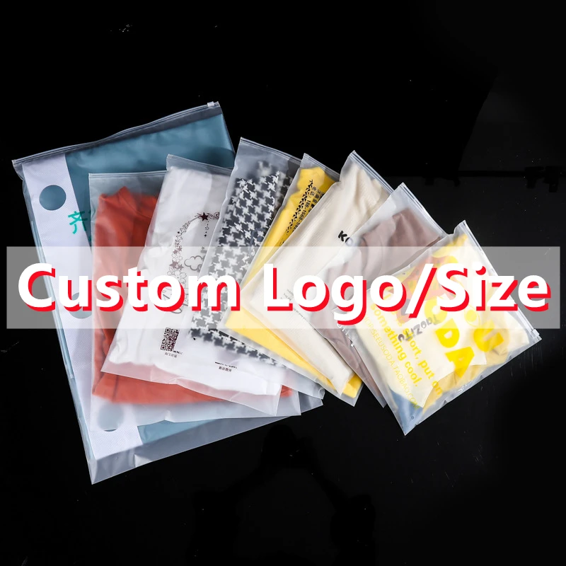 

Zipper Bag Customized Logo Size Style Clear Or Forsted Plastic Bags CPE Clothing Packaging Home Storage Bag Dust-proof Custom