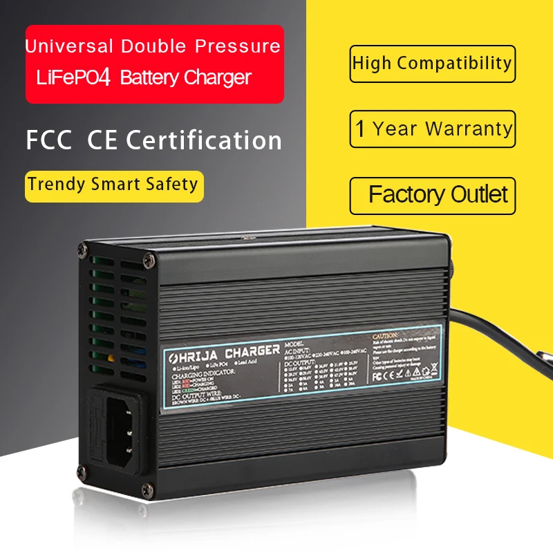 Inteligentna ładowarka 58.4V 3A aluminiowa obudowa nadaje się do 16S 51.2/48V na zewnątrz akumulator LiFePO4 elektryczny samochód bezpieczny i