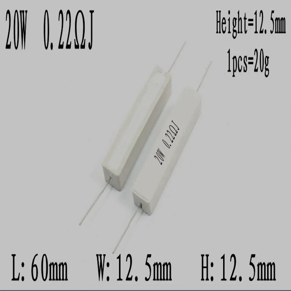 

10Pcs 20W 5% Cement Resistor Power Resistance 0.1~10K 1R 2R 3R 4R 5R 6.8R 8R 0.1R 4.7R 330R 510R 68R 10R 100 1K 1.5K 2K 10K ohm