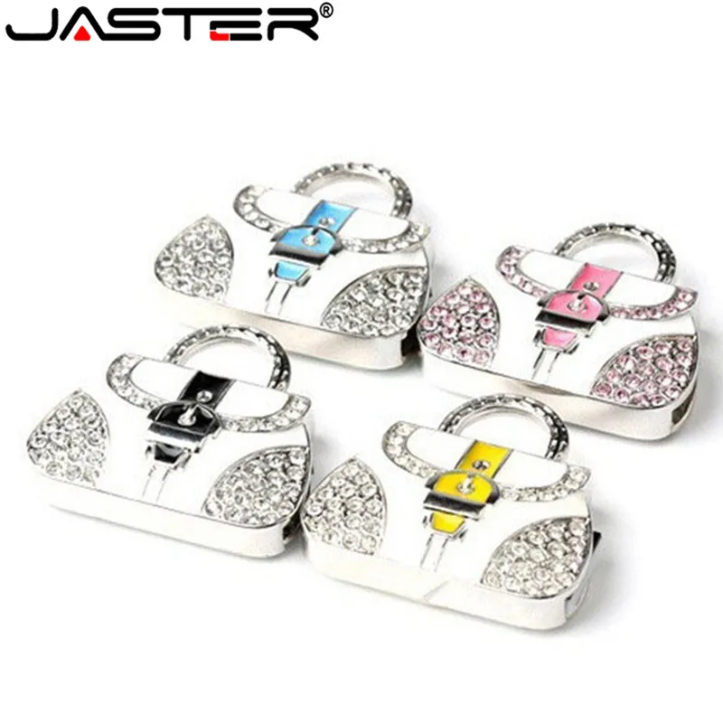 

JASTER USB Flash Drive Diamond Handbag Pen Drive Gift Jewelry 4GB 8GB 16GB 32GB 64GB Pendrive Purse Bag Memory Disk Ladies Gifts