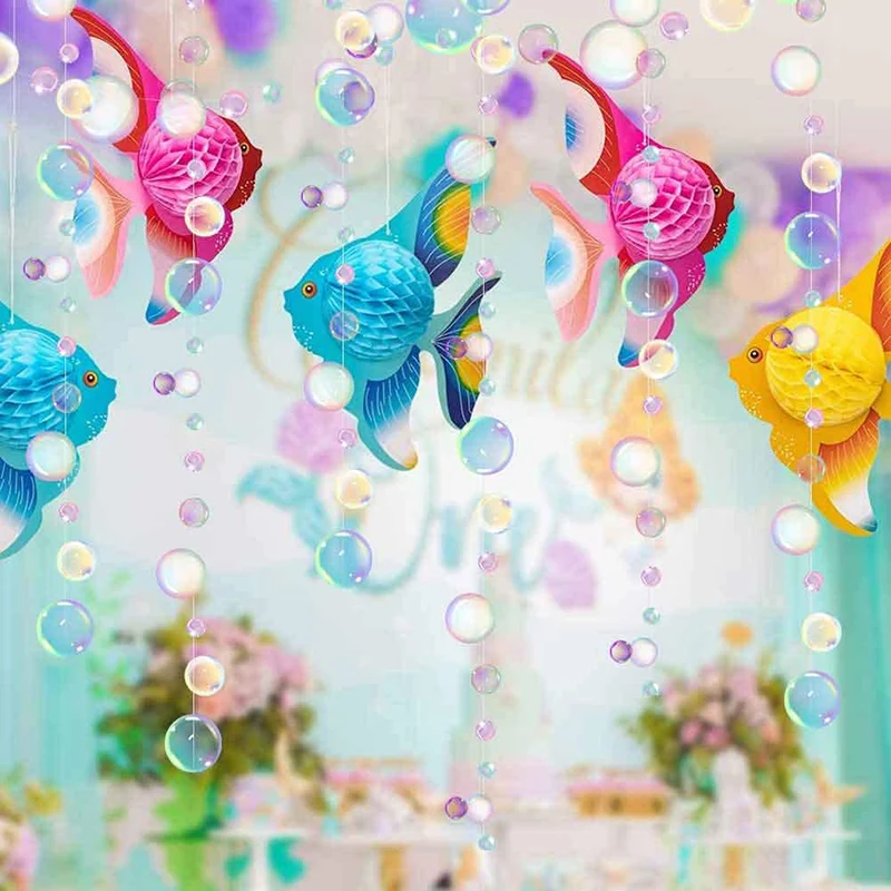 2pcs/set Transparent Bubble Garlands for Party Decorations Under The Sea Theme Little Mermaid Party Decor Banner Birthday Decor