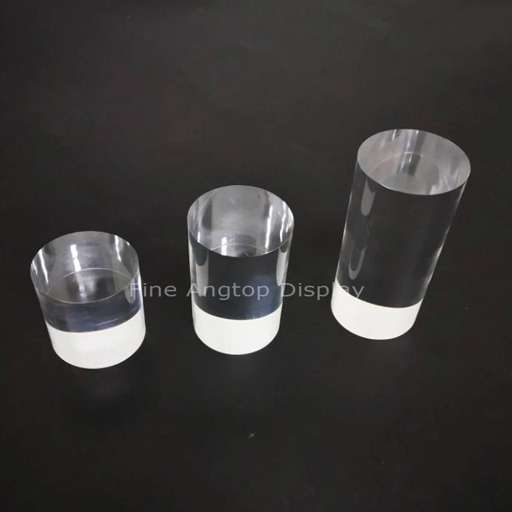 Clear Polished Acrylic Cube Cylinder Round Photo Props Boutique Jewelry Cosmetic Crafts Closet Show