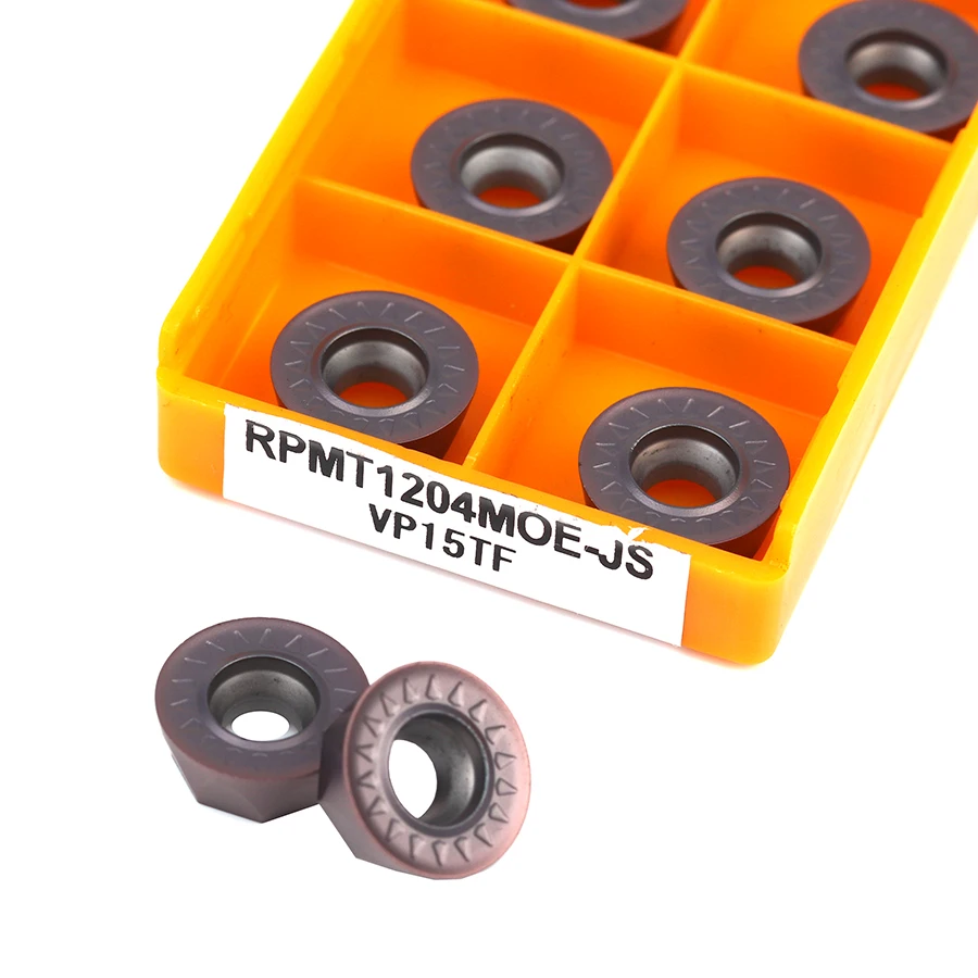 Tour CNC RPMT1204MOE-JS VP15TF, finition, lame de fraisage, carbure cimenté, inserts de fraisage à haute résistance pour acier inoxydable, 10 pièces