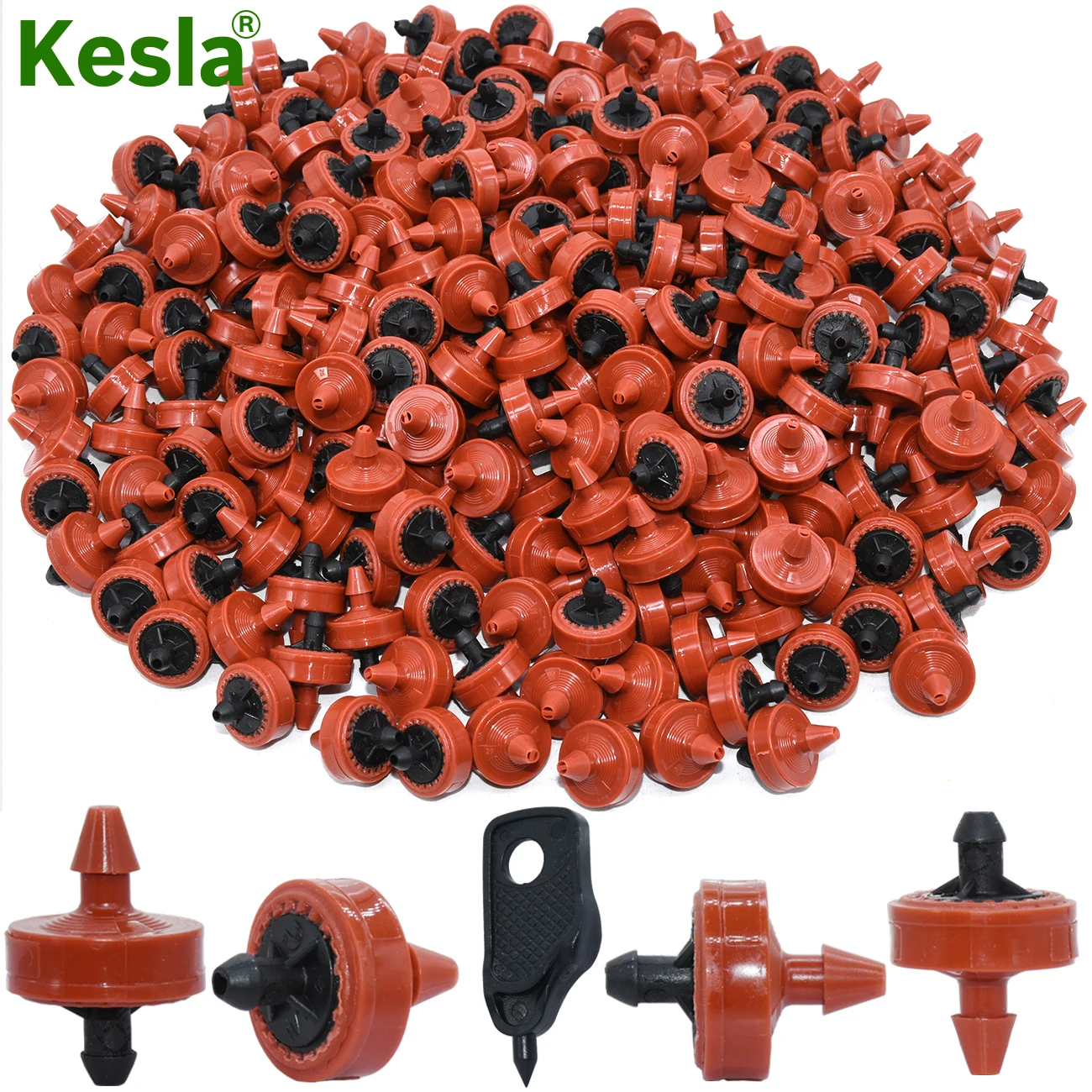 KESLA 20PCS 2L 4L 8L Pressure Compensating Emitter Dripper Self-cleaning Drip Irrigation Water Regulator 4/7 Pipe Hose w Puncher