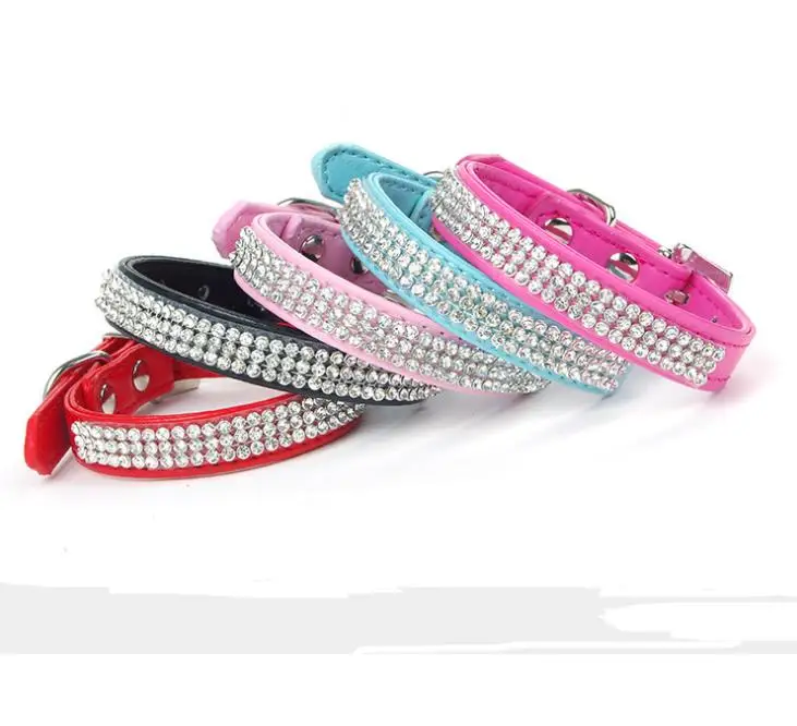 100 pcs/lot Bling Rhinestone PU Leather Adjustable Bow Tie Bell Collar Necktie Puppy Kitten Dog Cat Pet Collar SN3711