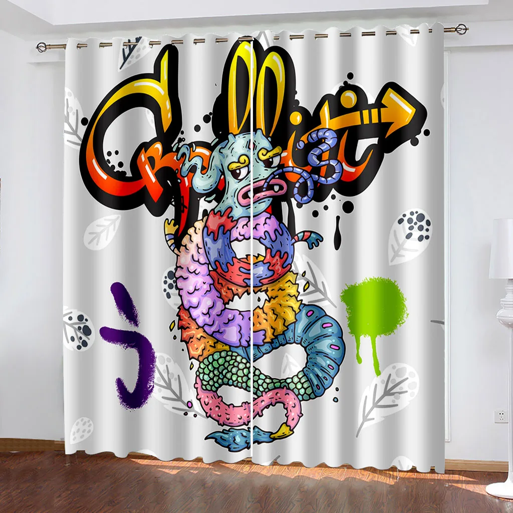 

Graffiti Street Art Blackout Curtains for Kis Teens Bedroom Living Room Colorful Window Drapes Decor(2 Panels) Cortinas カーテン