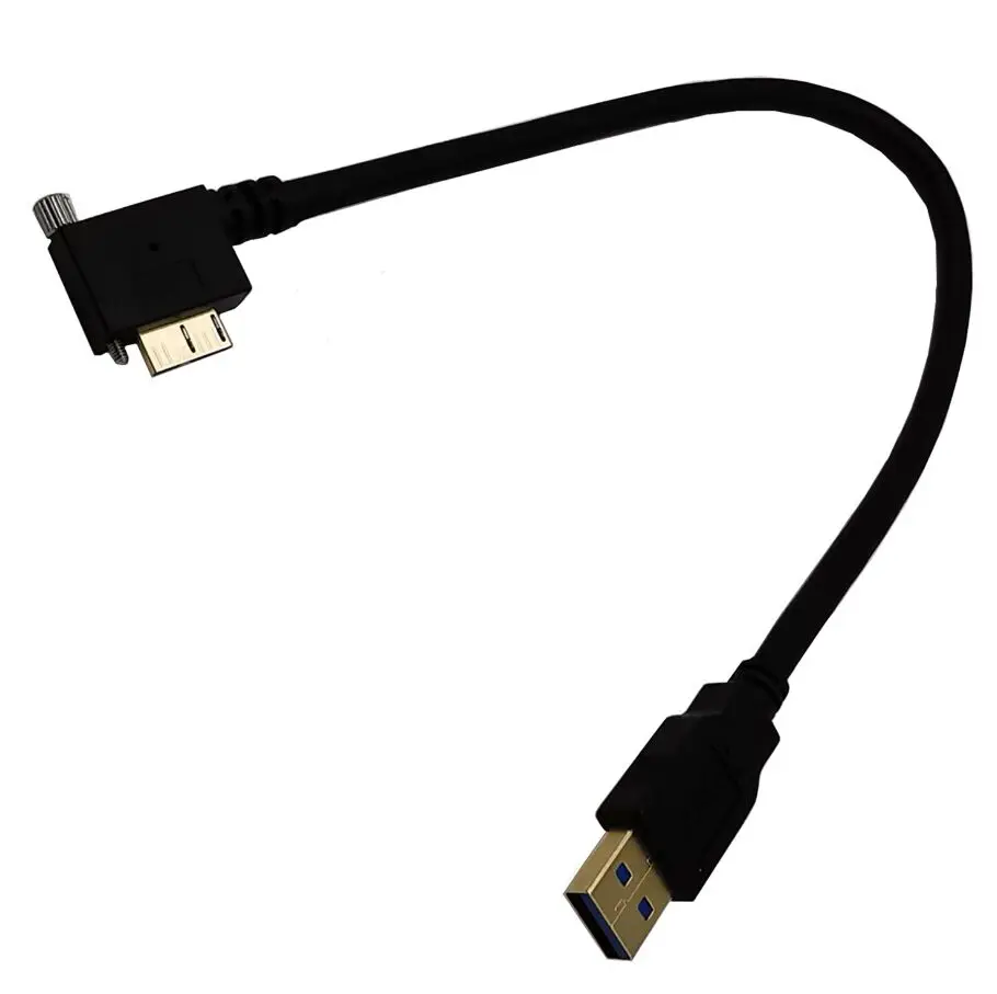 Gold-plated USB 3.0 to 90 Degree Right & Left & Up & Down Angled Micro B  With Lock Screws Mount Data cable
