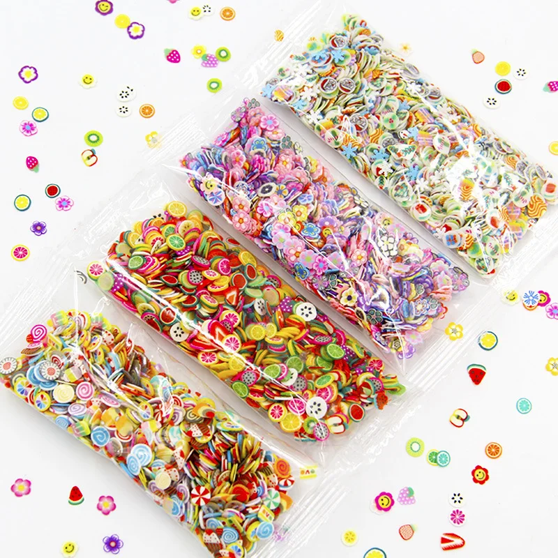 1000pcs/bag DIY Slime Soft Pottery Fruit Slices Filler For Nails Art  Slime Fruit Slime Accessories Supplies Decoration Toy Gift