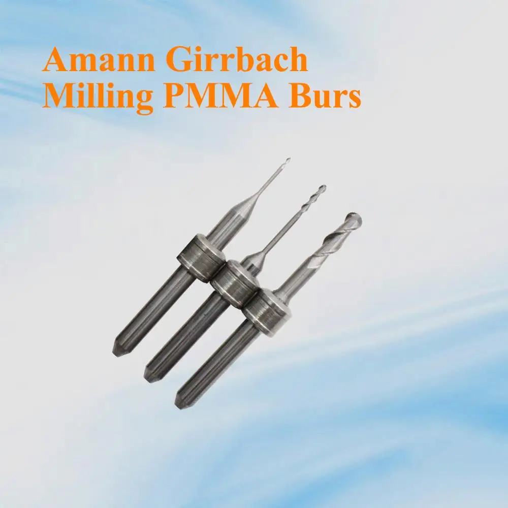 

5pcs CAD CAM PMMA Milling Burs No Coated, Size 2.5/1.0/0.6mm for Amann Girrbach Ceramill L47mm