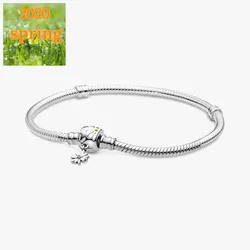 2020 Spring Fit Original Pan Bracelets 925 Sterling Silver Bracelet Daisy Flower Clasp Snake Chain Bracelet Women Gift