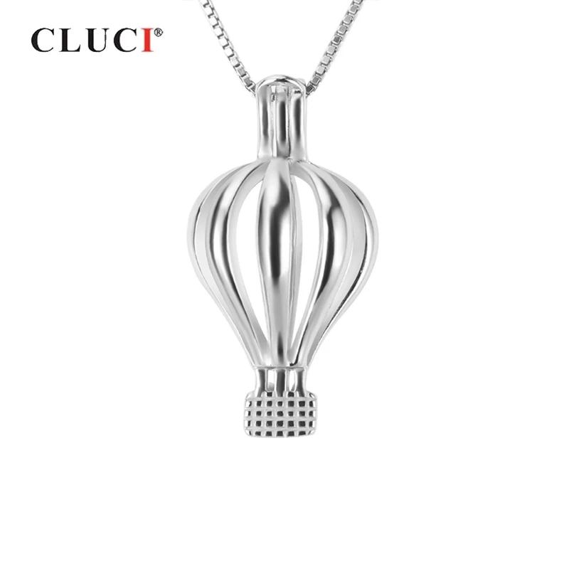 CLUCI 925 Sterling Silver Pendant Jewelry Hot Air Balloon Shaped Women Gift Jewelry 925 Sterling Silver Pearl Locket SC224SB