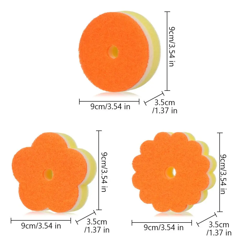 Home Random Color Tableware Sponge Brush Flower Scouring Pads Dishwashing Sponge Round Shape