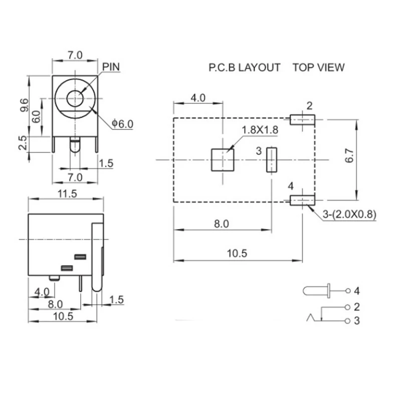10pcs DC-036 DC Power Socket Connector 5.5*2.1mm The Power Supply Female Power Connect Jack 3pin 5pin DC036