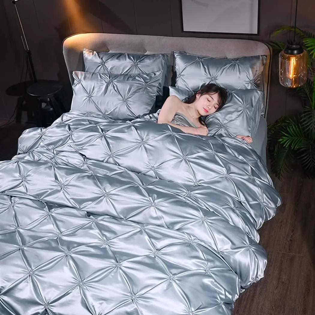 Silk Bedding Set  King Size Bed Set Bed Clothes Duvet Cover Pillowcases Wholesale