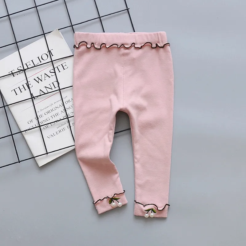 2024 New Arrival Girls Leggings Cotton Cute Pearls Toddler Kids Pencil Pants Elastic Soft Children Trousers Baby Girls Leggings