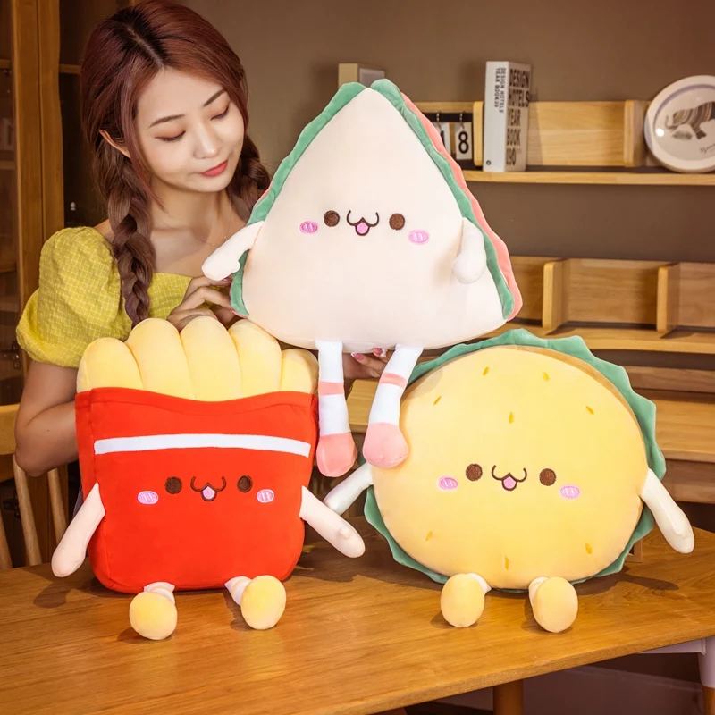 

35cm Sandwich Hamburger Birthday Gift Present Children Toy Funny Pillow French Fries Plush Toys Kids Dolls Soft Decorative