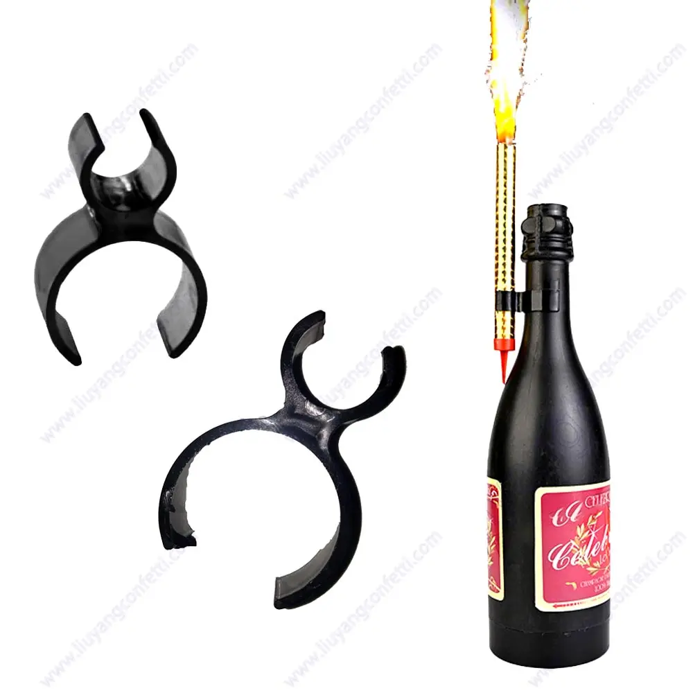 Champagne Bottle Birthday Candle Sparkler Firework Safety Ice Fountain Plastic Clip Holder NightClub Cake Party Wedding Supplies - Image 3
