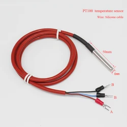 -50~300'C PT100 temperature sensor 2 wire type / 3 wire type 6*50mm Thermocouple Thermal resistance with silicone cable