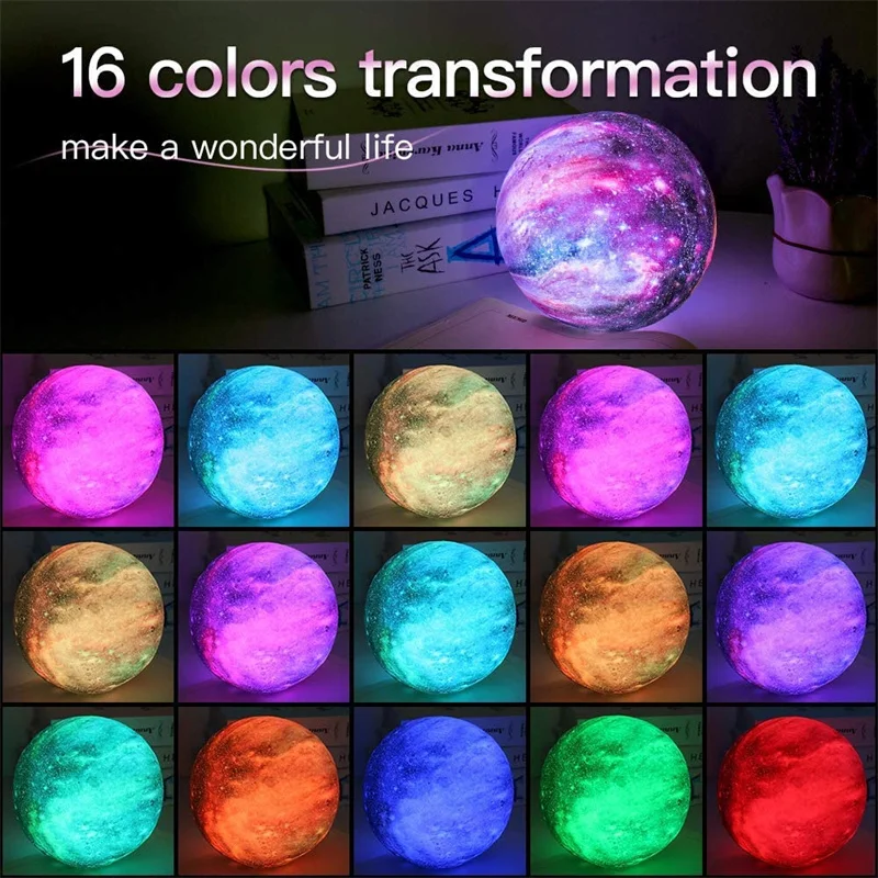 Moon Lamp Kids Night Light Galaxy Lamp 16 Colors LED 3D Star Moon Light Change Touch And Remote Control Galaxy Light For Gifts