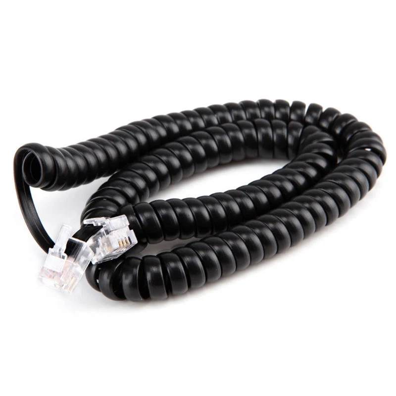 RJ10 Telephone Extension Cable Connector Handset Phone Extension Cord Curly Coiled Cable Spring Wire