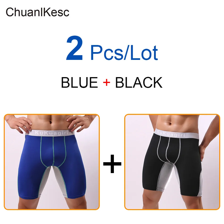 2 Pcs/Lot Boxer Sports Underwear Plus Long-wearing Leg Pants Fitness Underwear Run Underwear Comfortable and Breathable