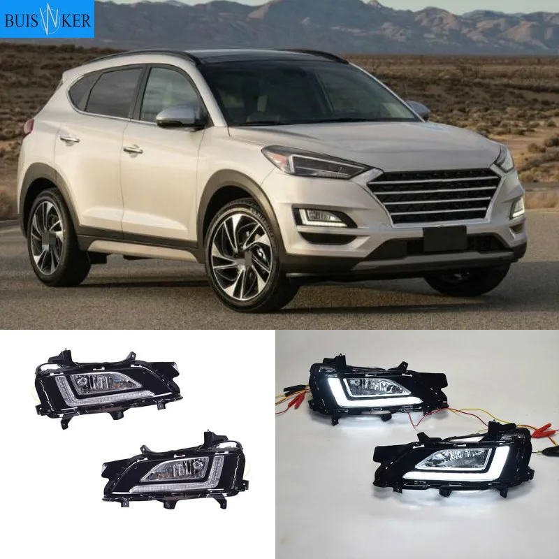 

1 Pair 12V LED Daytime Running Light Daylight For Hyundai Tucson 2019 Fog Lamp Cover Auto Accessories