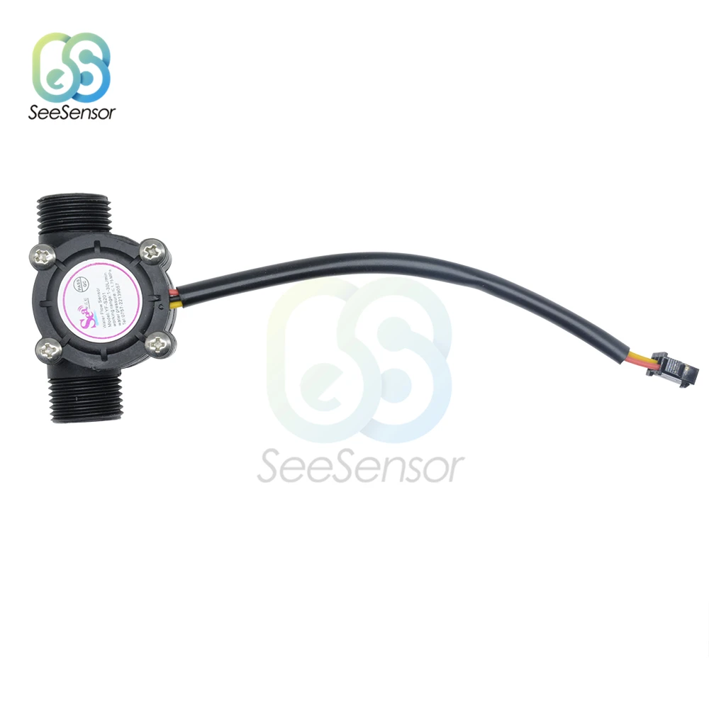 DC 5V-18V Water Flow Sensor Flowmeter Hall Flow Sensor Water Control Liquid Flow Sensor Switch 1-30L/min 1.75Mpa YF-S201