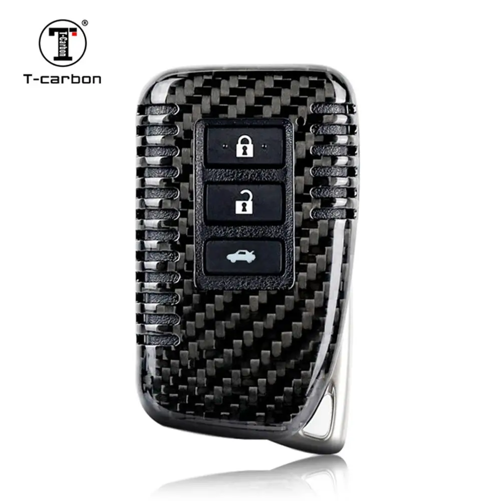 

T-carbon carbon fiber gloss car key fob shell case for Lexus 3 button