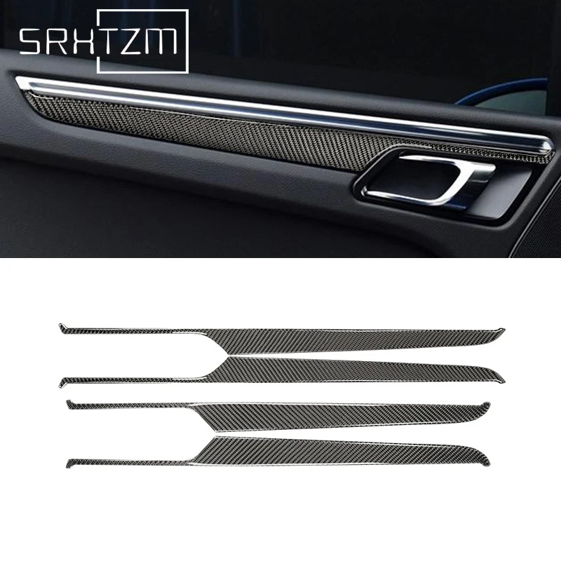 Garniture de porte en Fiber de carbone pour Porsche Macan 2014 – 2021, accessoires d'intérieur, bande autocollante de Protection de décoration de porte