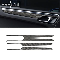 For Porsche Macan 2014-2021 Door Trim Carbon Fiber Interior Accessories Door Decoration Protection Strip Stickers