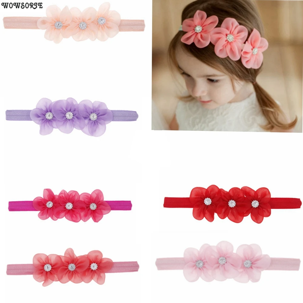 Baby Headband Flower Girls with Rhinestone Hair Bands Girls Kids Headbands Newborn headwear baby Hair Accessories