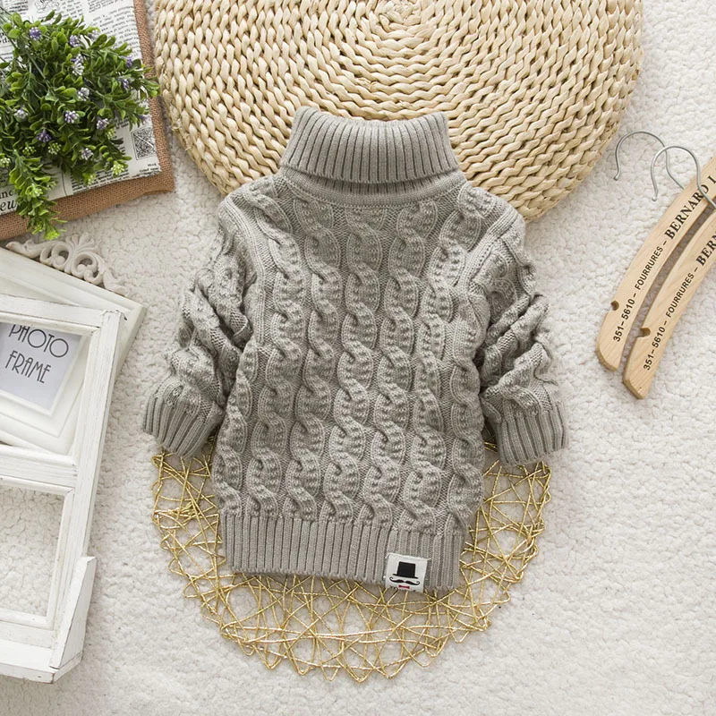 F Kids Girl Sweater Tricots Turtleneck Pullover Baby Winter Tops Solid Color Sweaters Autumn Boy Girl Warm Sweater Pull