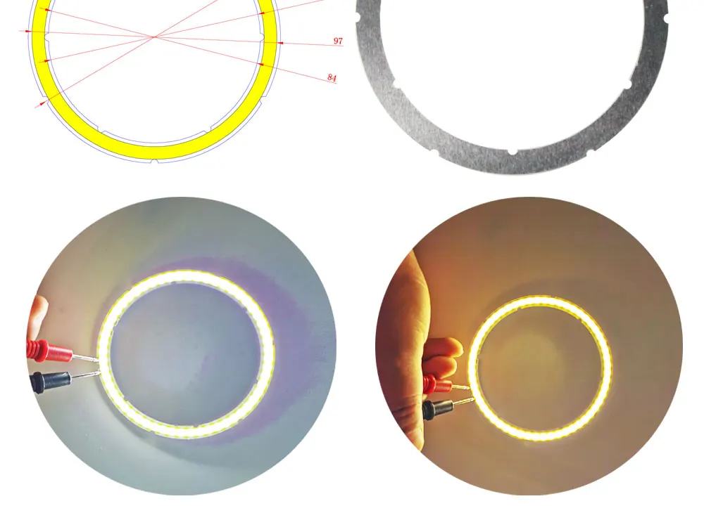 Jährliche Form LED COB Angel Eyes 12V DC 20mm-120mm COB Chip auf Aluminiumplatine Ring LED Kalt Warmweiß Lichtquelle für DIY Glühbirne – Detail 13