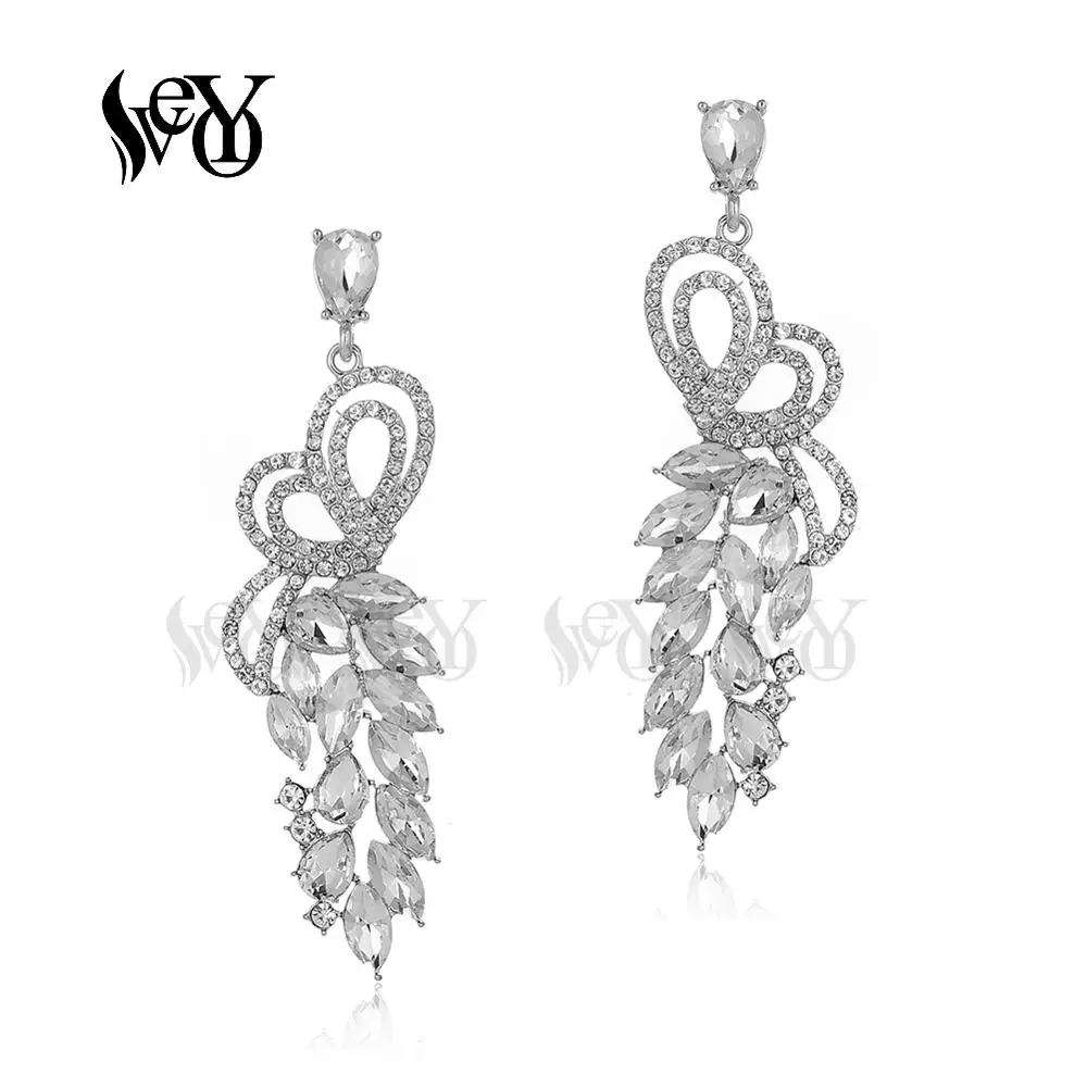 VEYO Crystal Hollow Luxury Drop Earrings Butterfly Party Dangle Earrings for Women Fashion Jewelry New