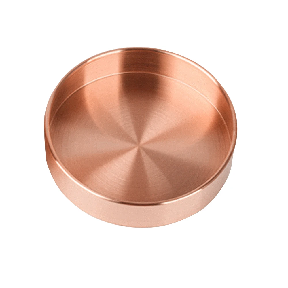 Copper Round Storage Tray Desk Metal  Organizer Small Object  Rose Gold Jewelry  Dishes Home Decor Kitchen Items Cake Stand