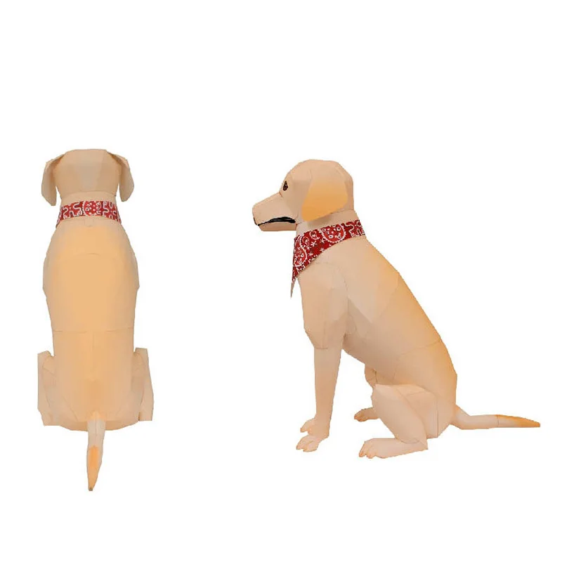 Labrador Retriever Dog Handmade Origami Art Mini Cute 3D Folding Paper Model Papercraft Animal DIY Teens Adult Craft Toys QD-085