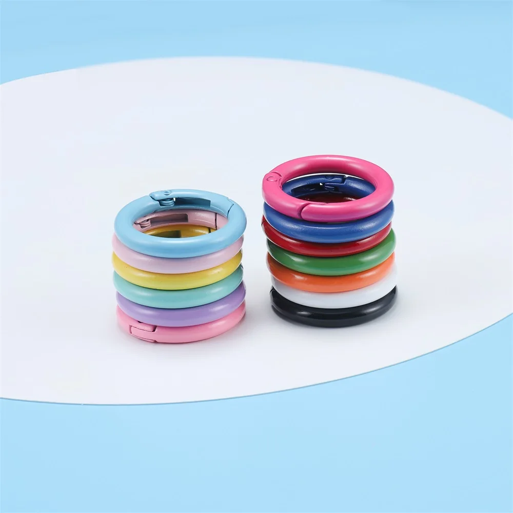 5 Teile/los 21 Farben Metall O Ring Frühling Verschluss Zu Öffnende Runde Karabiner Schlüsselbund Clips Haken Hund Kette DIY Schmuck Schnalle stecker – Detail 2