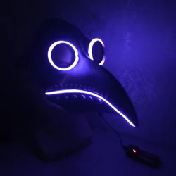 LED Plague Doctor Mask Face Halloween Cosplay Anime Steampunk LED Flash Carnival Funny Latex Masquerade Mask Party Festival