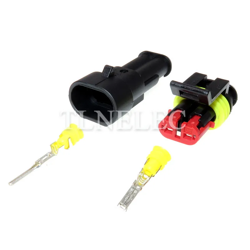 2 Pin Way Male Female AMP Superseal Type Waterproof Electrical Wire Auto Connector Plug 282104-1 282080-2 TE