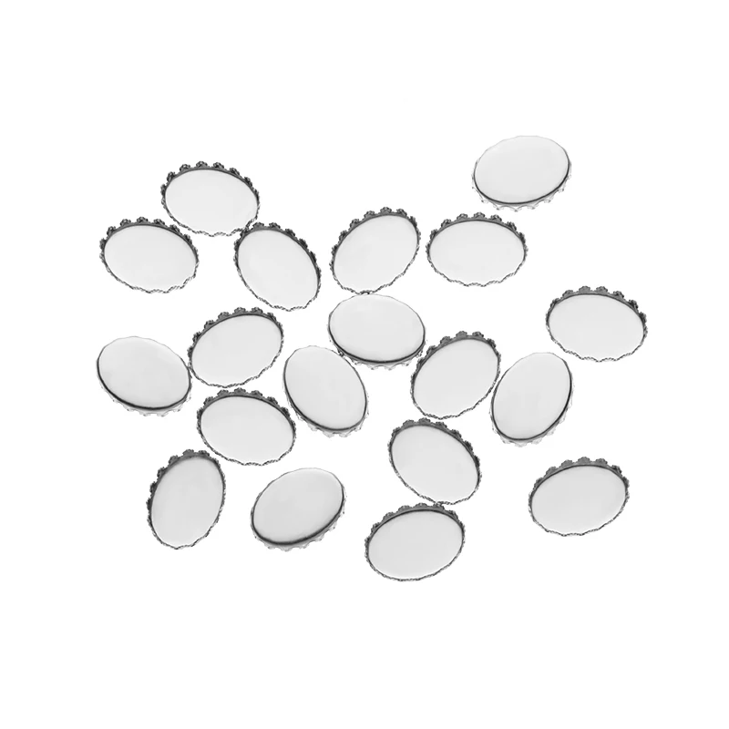 20 sztuk/partia 13x1 8/18x25mm owalne ze stali nierdzewnej pokrywa piwa puste baza Cabochon Gems ustawianie Bezel taca DIY two... — zdjęcie 4