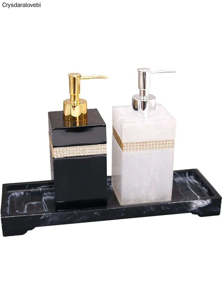 European Rhinestone 400-500ml Shower Gel Bottle Soap Dispenser Bathroom Accessories Set Lotion Bottle Toothbrush Holder Hand