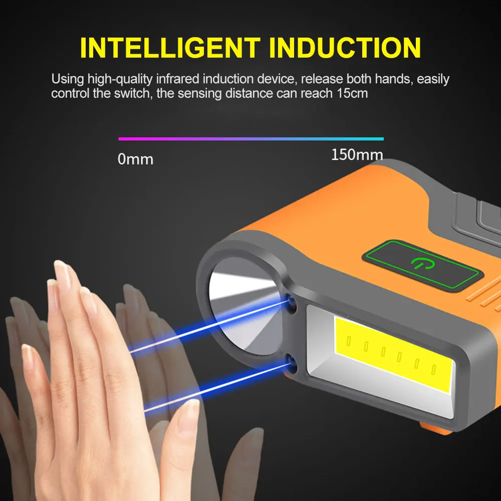 Induction Cap Clip Light USB Charging Flashlight 2200mAh COB Flood Light Head Light Waterproof Fishing Light Lantern CAMP Lamp