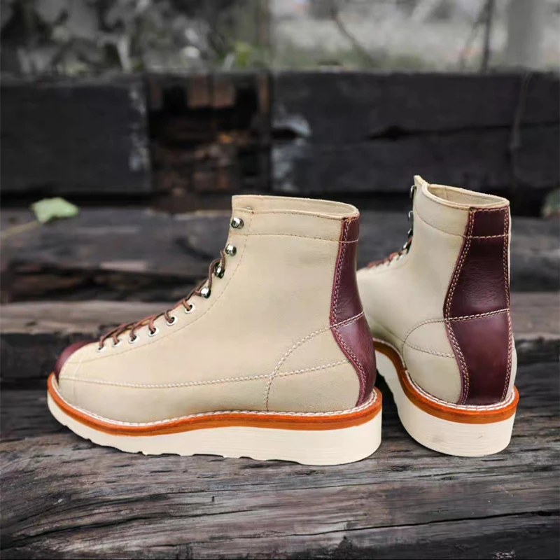 New Japanese Vintage Autumn Winter Men Casual Shoes Handmade Cow Leather Tooling Ankle Boots Outdoor Desert Motorcycle Boots